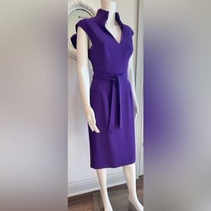 NWT $345 Black Halo Purple Midi Sheath Dress 8